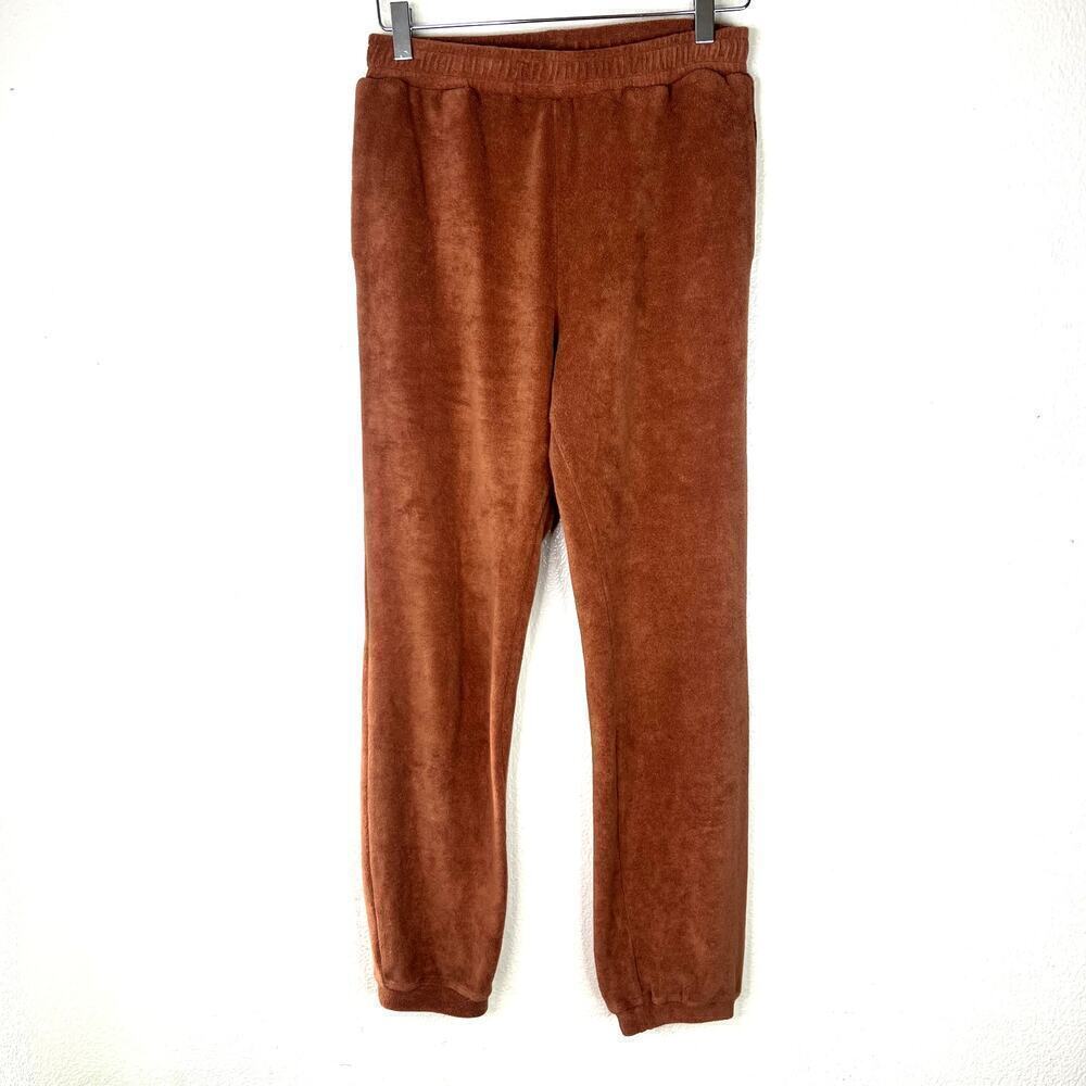 Stone Fox Swim Jaya Sweatpants Terry Cloth Pull On Jogger Pants XS SMALL Brown